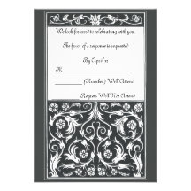 Invitación blanca negra de RSVP Beardsley