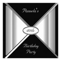 Invitación blanco y negro de la fiesta de cumpleañ