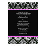 Invitación blanco y negro del boda del damasco