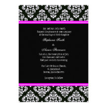 Invitación blanco y negro del boda del damasco