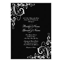 Invitación blanco y negro del boda del Flourish