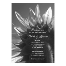Invitación blanco y negro del boda del girasol