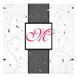 Invitación blanco y negro del boda del remolino