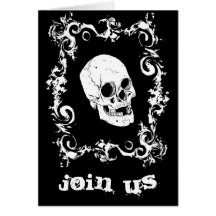 Invitación blanco y negro del fiesta de Halloween  Tarjetón