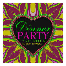 Invitación bohemia del fiesta de cena de la noche 