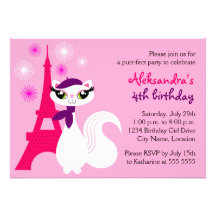 Invitación bonita del cumpleaños de París del gati
