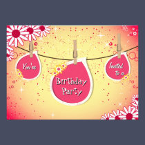 Invitación brillante de la fiesta de cumpleaños de invitaciones