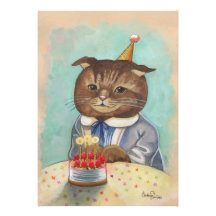 Invitación caprichosa del gatito del cumpleaños