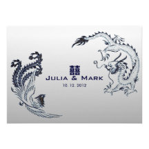 Invitación china moderna del boda de Dragón-Phoeni