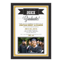 Invitación clásica de la fiesta de graduación (oro