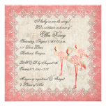 Invitación color de rosa rosada del bebé de los fl