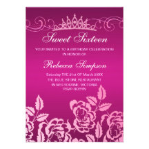 Invitación color de rosa y de la tiara rosada del 