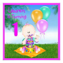 Invitación colorida linda del 1r cumpleaños del be