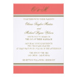 Invitación coralina del boda de la raya simple