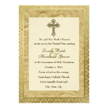 Invitación cruzada católica del boda del vintage