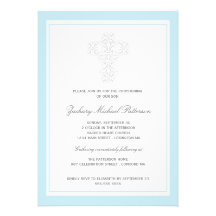 Invitación cruzada elegante del bautizo del bebé