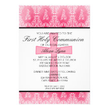 Invitación cruzada rosada oscura de la comunión de