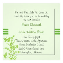 Invitación cuadrada verde bonita del boda