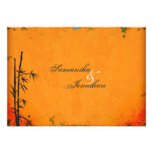 Invitación de bambú asiática del boda del vintage 