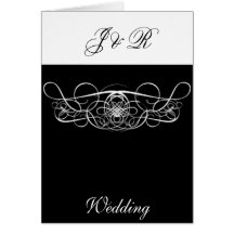 Invitación de boda blanco y negro de Floruish Tarjetas