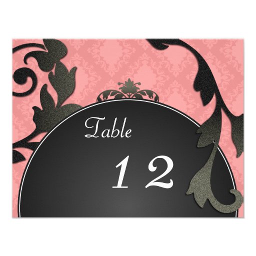 Invitación de boda del número de la tabla - damasc