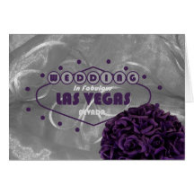 Invitación de boda púrpura de los rosas de Las Veg Felicitación