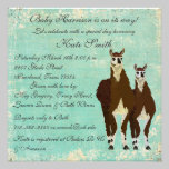 Invitación de cuero del bebé de las llamas invitaciones