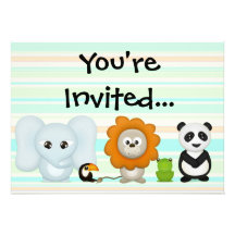 Invitación de encargo, animales lindos para el beb