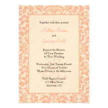 Invitación de encargo del boda del damasco coralin