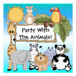Invitación de encargo del cumpleaños de los animal