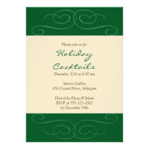 Invitación de encargo florish verde del día de fie