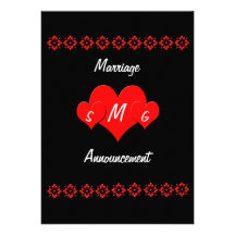Invitación de la boda del corazón del monograma