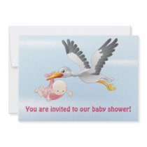 invitación de la cigüeña y del bebé (muchacha)
