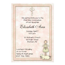 Invitación de la comunión del melocotón del ángel