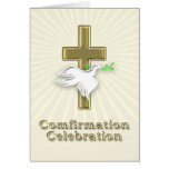 Invitación de la confirmación con una cruz de oro tarjeta