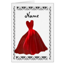 Invitación de la DAMA DE HONOR - vestido ROJO del  Tarjetas