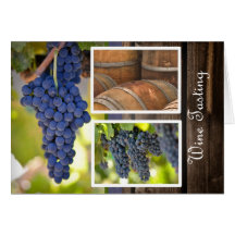 Invitación de la degustación de vinos con las uvas tarjetas