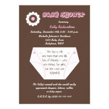 Invitación de la ducha de la niña del pañal segund