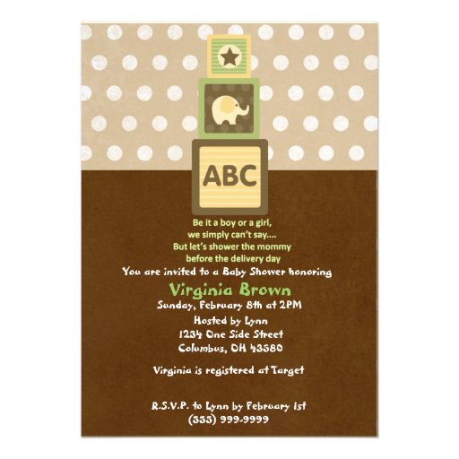 Invitación de la ducha de los bloques del bebé