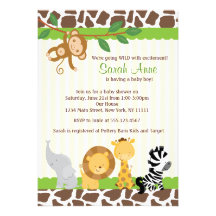 Invitación de la ducha del bebé de la selva del sa