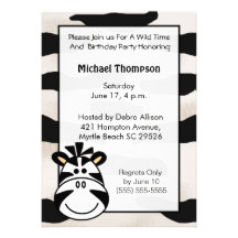 Invitación de la fiesta de cumpleaños de la cebra 