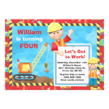 Invitación de la fiesta de cumpleaños de la constr