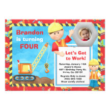 Invitación de la fiesta de cumpleaños de la constr