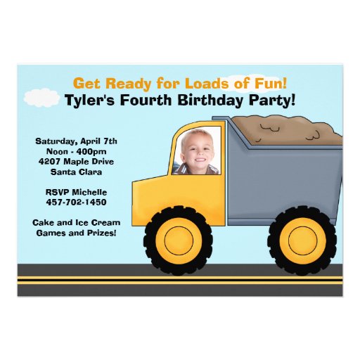 Invitación de la fiesta de cumpleaños de la constr