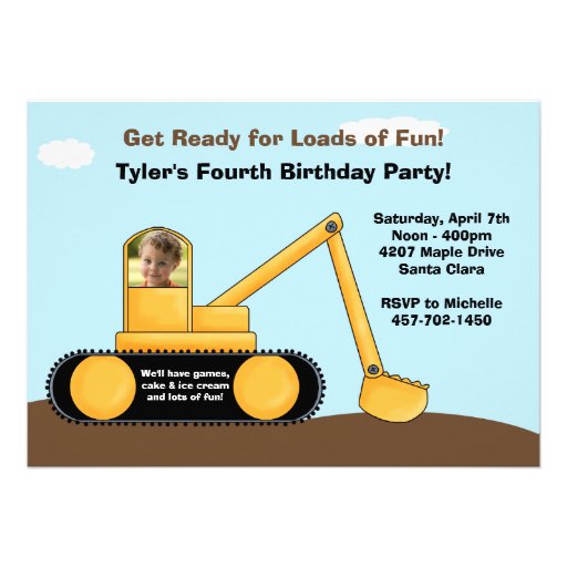 Invitación de la fiesta de cumpleaños de la constr