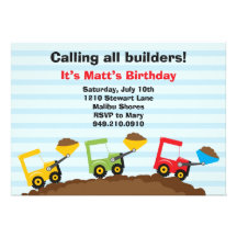 Invitación de la fiesta de cumpleaños de la constr