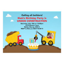 Invitación de la fiesta de cumpleaños de la constr