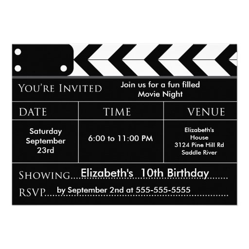 Invitación de la fiesta de cumpleaños de la NOCHE 