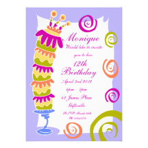 Invitación de la fiesta de cumpleaños de la torta