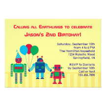 Invitación de la fiesta de cumpleaños de los robot